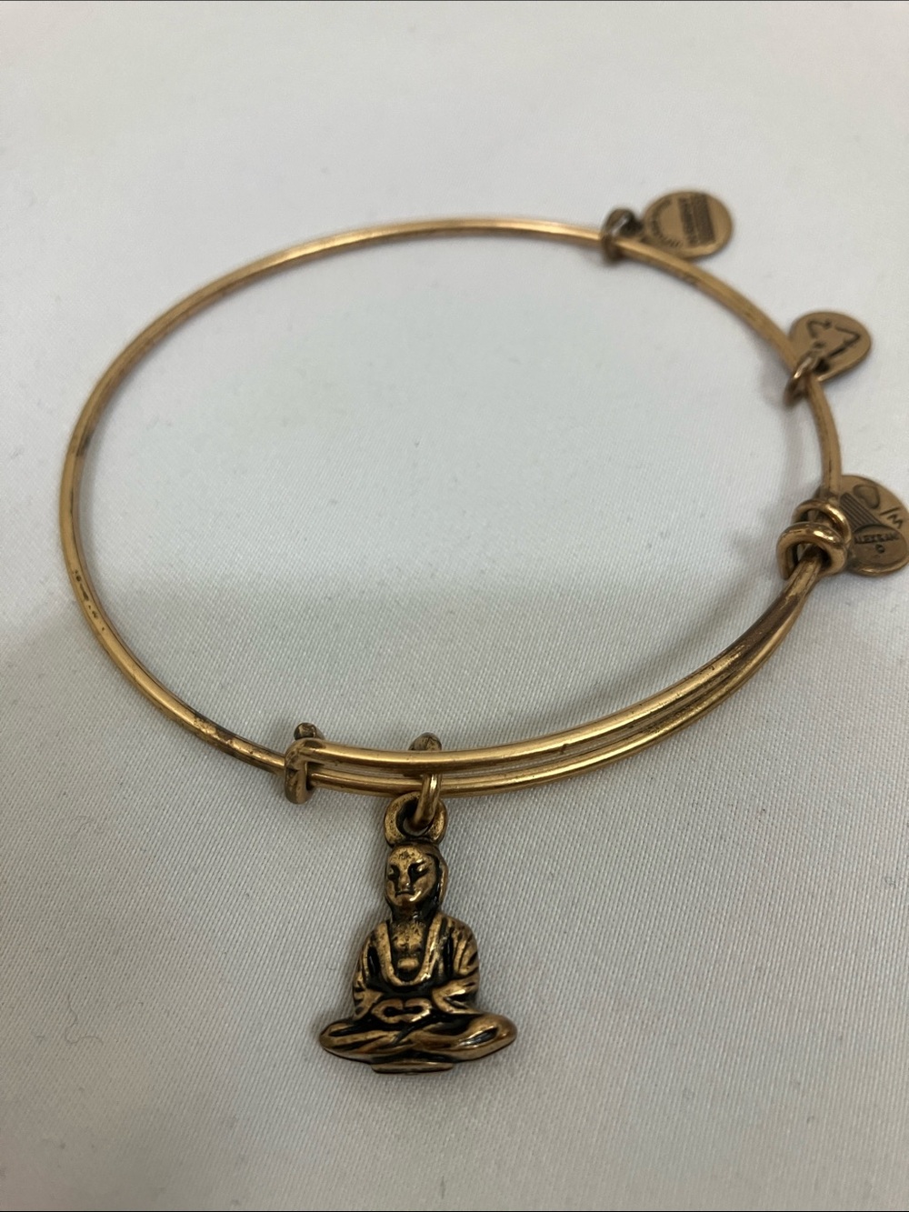 Alex and Ani Gold Tone Buddha Charm Expandable Bangle Bracelet